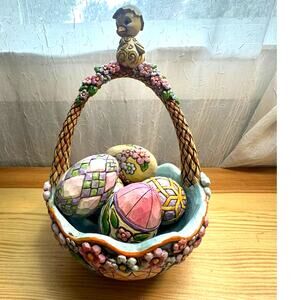 Jim Shore Easter Basket with Eggs & Chick Heartwood Creek Spring Decor